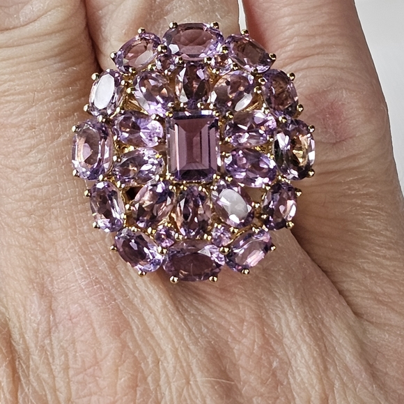 Bold & Beautiful Genuine Amethyst Vermeil Ring Size 7! - Picture 5 of 6